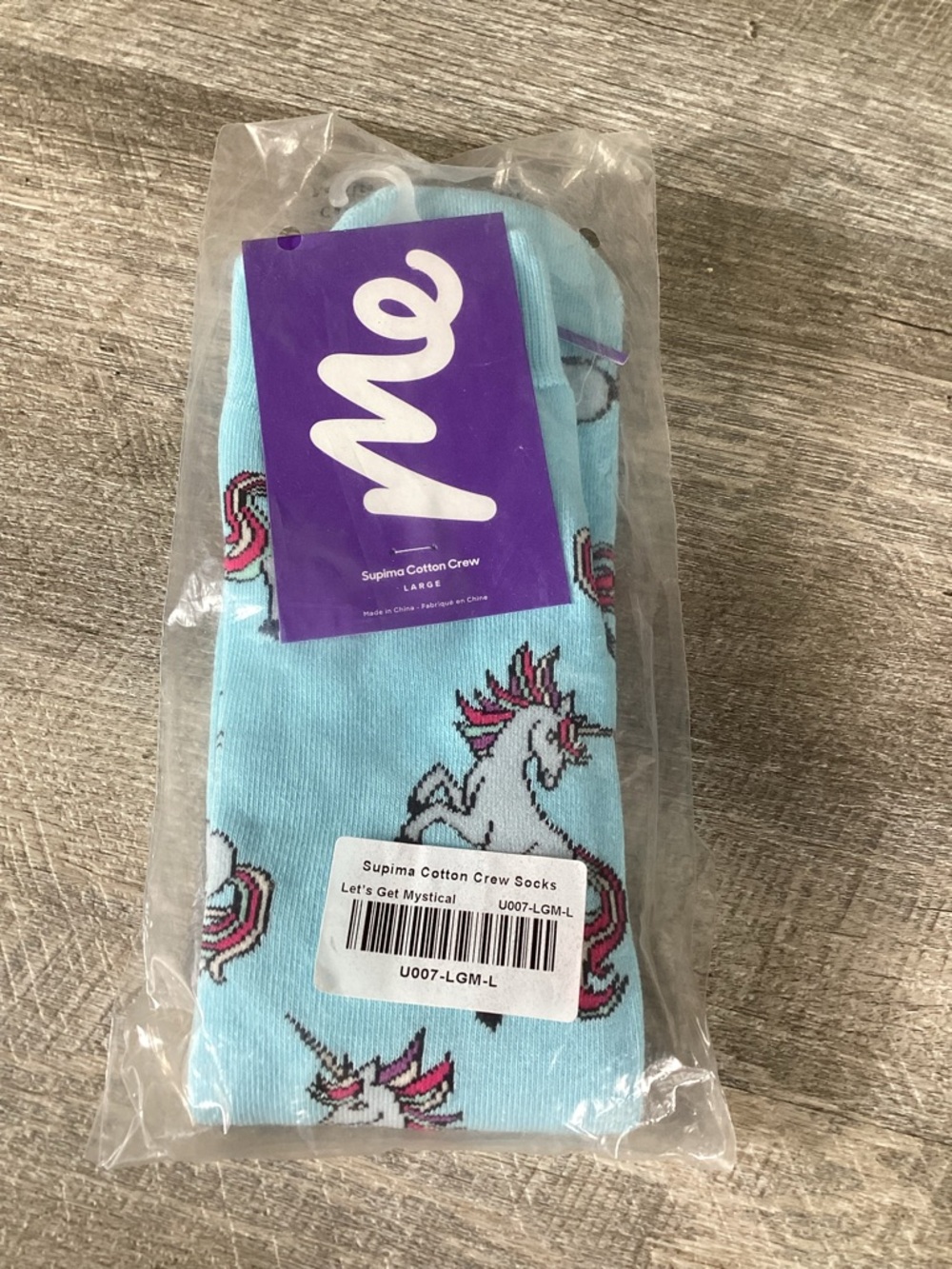 Me socks Supima Cotton Crew Socks – Unicorn Design (Size Large) new